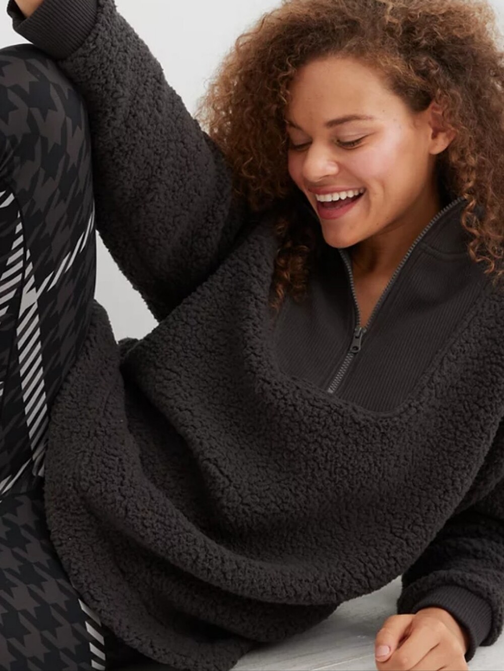 Aerie Dream Sherpa Quarter Zip Sweatshirt Sz XXL